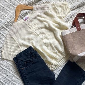 Vintage Knit Sweater Short Sleeve Top
